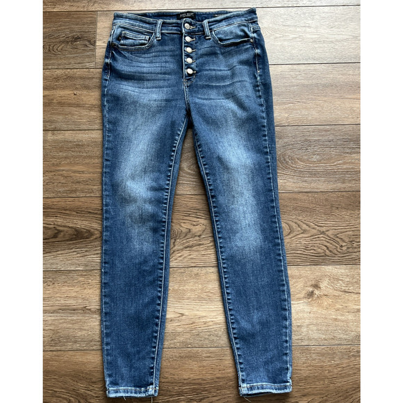 Judy Blue Jeans Women 11/30 Skinny Fit Button Fly Distressed Casual Stretch Boho - Picture 2 of 12